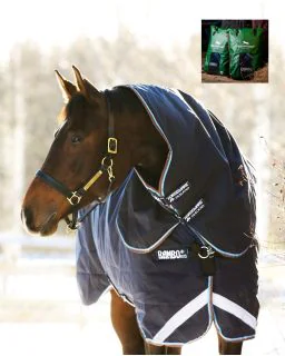 Rambo Duo 100G incl. hals & 300G liner fra Horseware - Navy/Sky Blue/ Brown