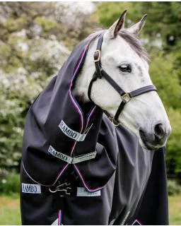 Rambo Supreme 1680D Hood (Hals)/ 0g fra Horseware - Navy/Burgundy, Dusty Blue and Navy