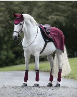 Rambo Waterproof Fleece Competition Sheet fra Horseware - Burgundy/Burgundy, Teal and Navy