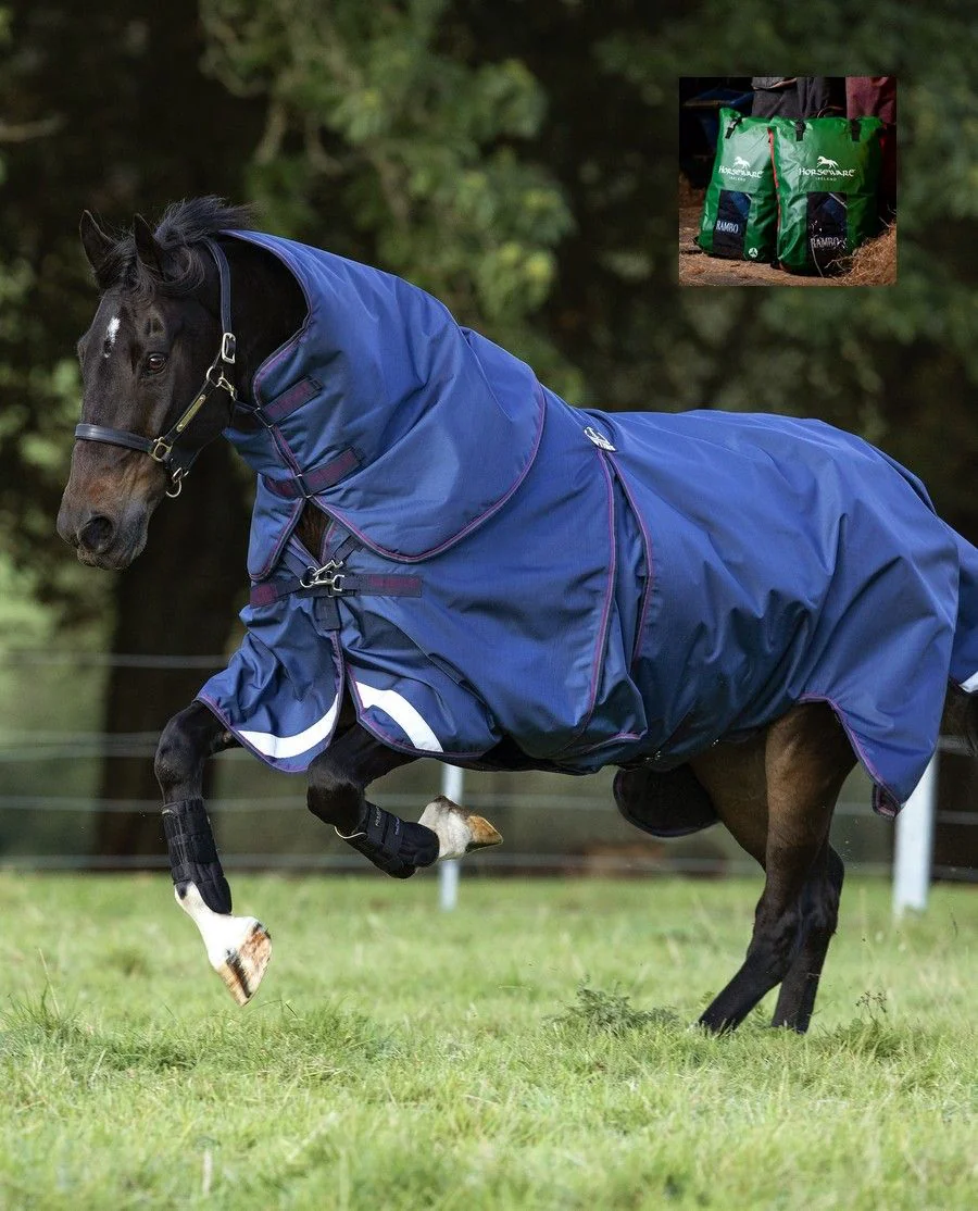 Rambo Optimo Heavy/400G fra Horseware - Navy/Burgundy, Teal, Navy