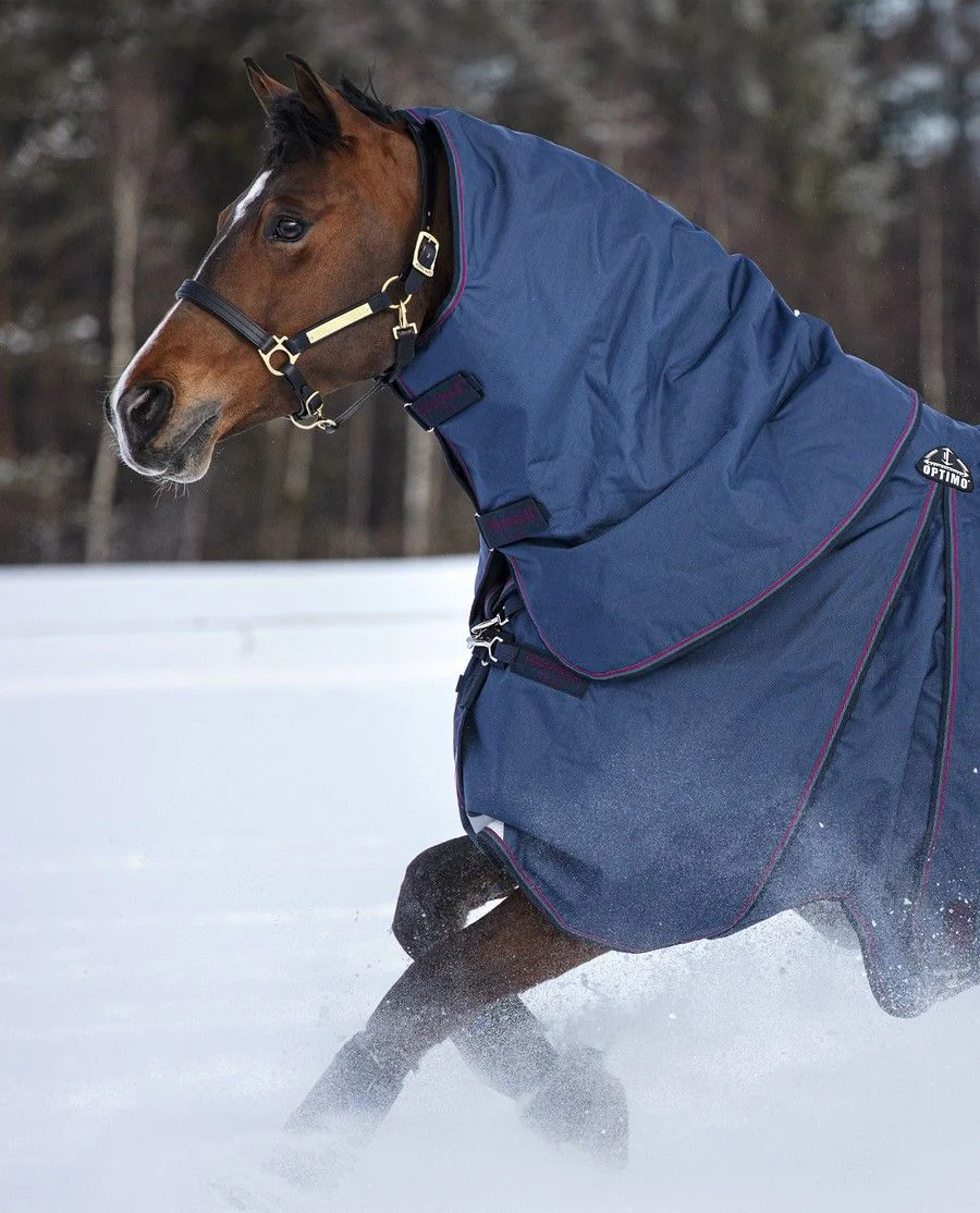 Rambo Optimo Hood 150g fra Horseware - Navy/Burgundy, Teal, Navy