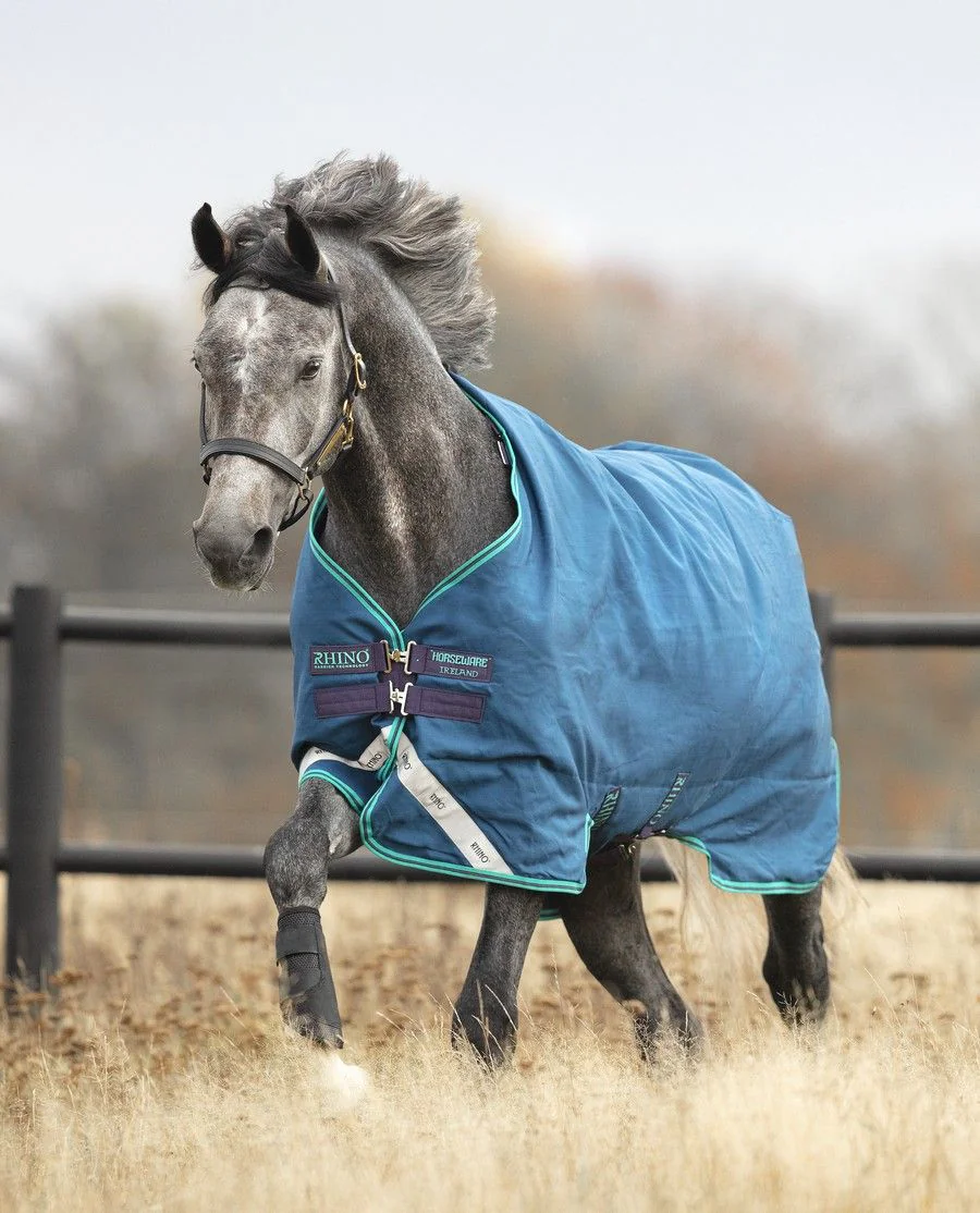 Rhino Original lite/ 0G fra Horseware - Navy/Aqua, Grey