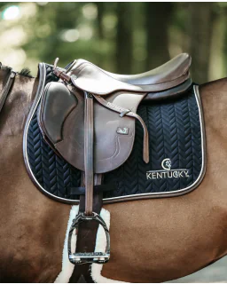 Springunderlag Fishbone med Læderkant fra Kentucky Horsewear-Black