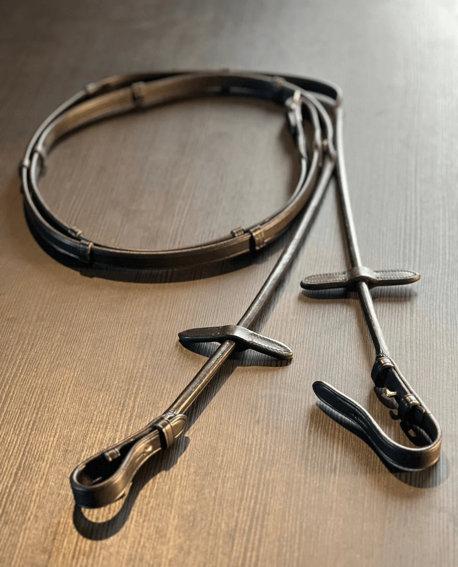 Finesse Rundsyet Tøjler med Stoppere Sort/Guld